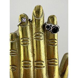 Free People Purple Silver Heart & Black Stone Jewelry Set Size 6